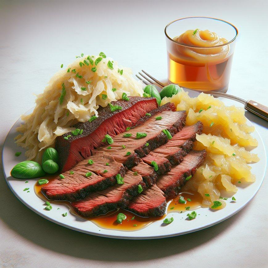 BRISKET WITH SAUERKRAUT AND APPLESAUCE