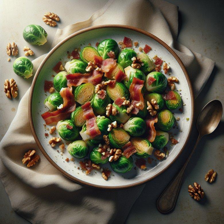 BRUSSELS SPROUTS WITH BACON AND WALNUTS