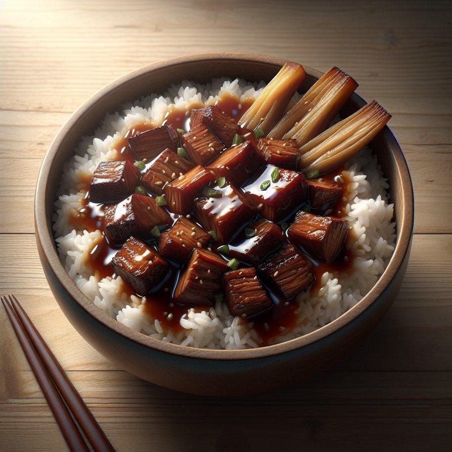 MEAT AND BURDOCK ROOT RICE BOWL