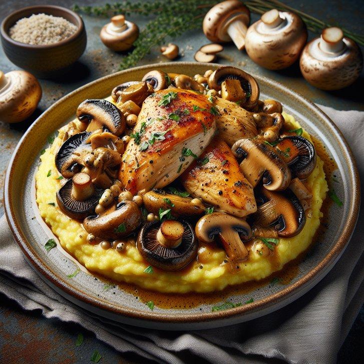 MUSHROOM CHICKEN AND POLENTA