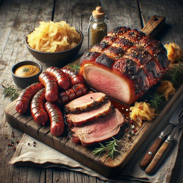 PORK ROAST WITH SAUERKRAUT AND KIELBASA