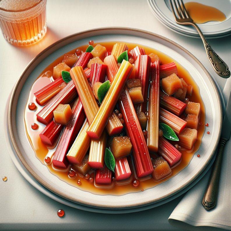 RHUBARB CONFIT WITH CARAMEL SAUCE