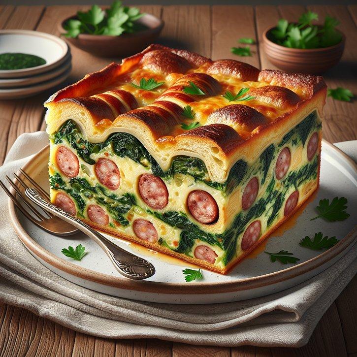 SPINACH AND SAUSAGE STRATA